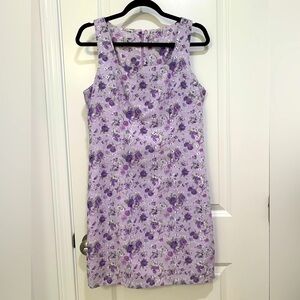 Vintage 90s Tailor B. Moss Purple Floral Square Neck Sleeveless Sundress Size 8
